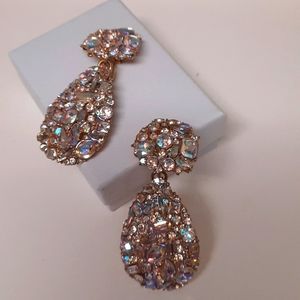 Sparkling Rose Gold Crystal Earrings